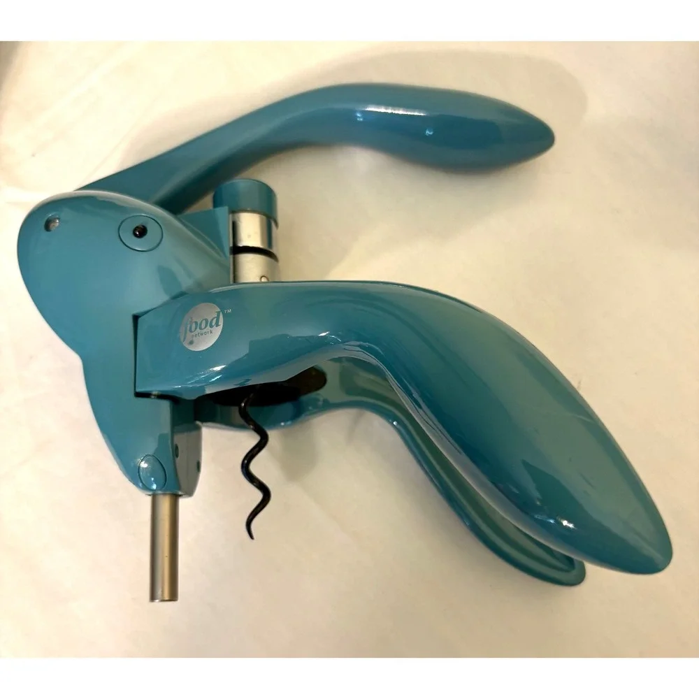 Food Network Rabbit‎ Lever Corkscrew Wine Opener Set Teal Blue with Foil Cutter